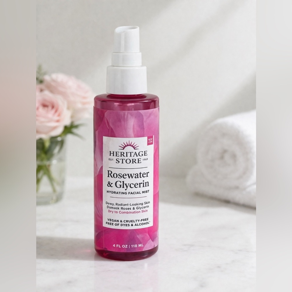 Heritage Store Rosewater & Glycerin Hydrating Facial Mist - Pink